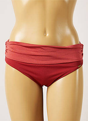 Bas de maillot de bain effet matière satinée culotte marron LIVIA femme