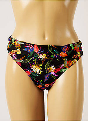 Bas de maillot de bain imprimé fleurs culotte noir LIVIA femme