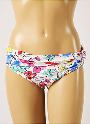 Bas de maillot de bain imprimé fleurs culotte blanc LIVIA femme