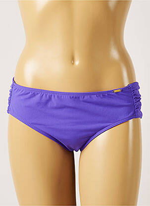 Bas de maillot de bain effet matière satinée culotte violet LIVIA femme