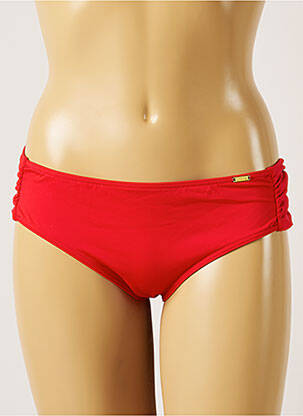Bas de maillot de bain effet matière satinée culotte rouge LIVIA femme