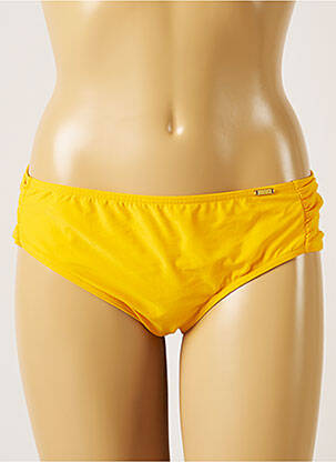 Bas de maillot de bain effet matière satinée culotte jaune LIVIA femme