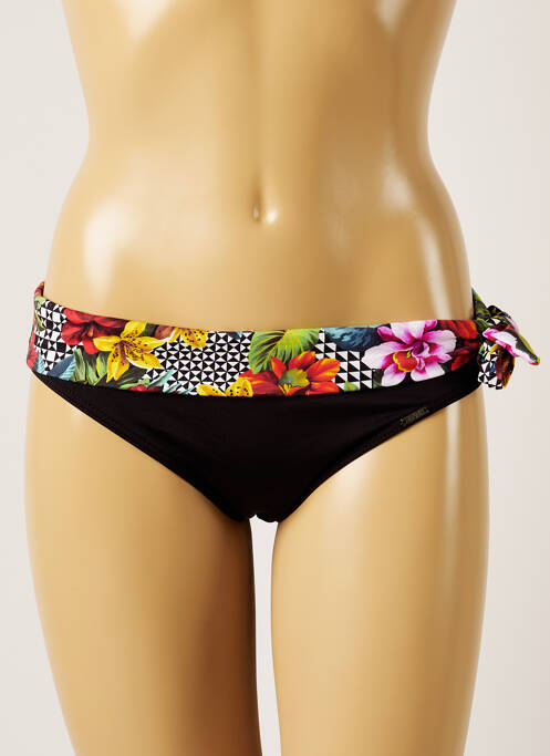 Bas de maillot de bain imprimé fleurs culotte noir LIVIA femme