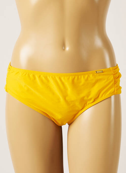 Bas de maillot de bain effet matière satinée culotte jaune LIVIA femme