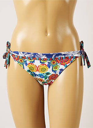 Bas de maillot de bain tissage satiné bikini bleu BANANA MOON femme