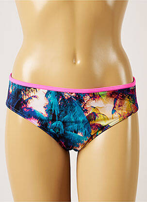 Bas de maillot de bain imprimé fantaisie culotte bleu LIVIA femme