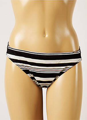 Bas de maillot de bain imprimé rayures bikini noir LIVIA femme