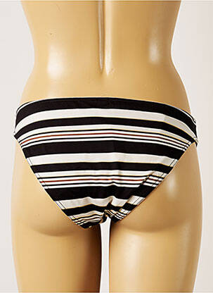 Bas de maillot de bain imprimé rayures bikini noir LIVIA femme