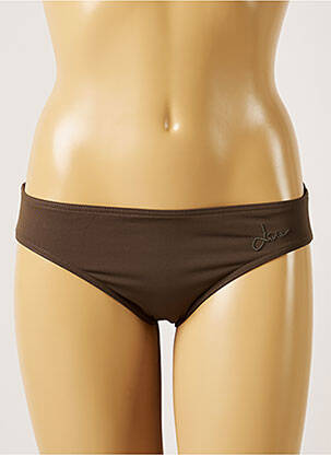 Bas de maillot de bain effet matière satinée culotte marron LIVIA femme