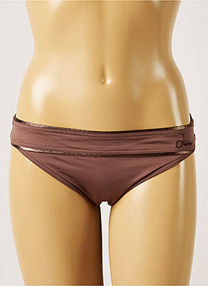 Bas de maillot de bain effet matière satinée culotte marron LIVIA femme