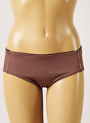 Bas de maillot de bain effet matière satinée culotte marron LIVIA femme