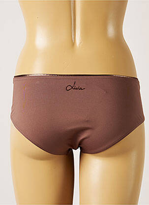 Bas de maillot de bain effet matière satinée culotte marron LIVIA femme