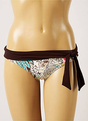 Bas de maillot de bain imprimé fleurs bikini marron LIVIA femme
