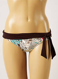 Bas de maillot de bain imprimé fleurs bikini marron LIVIA femme