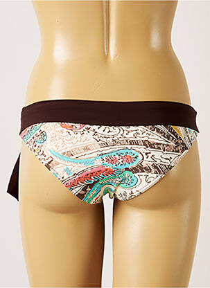 Bas de maillot de bain imprimé fleurs bikini marron LIVIA femme
