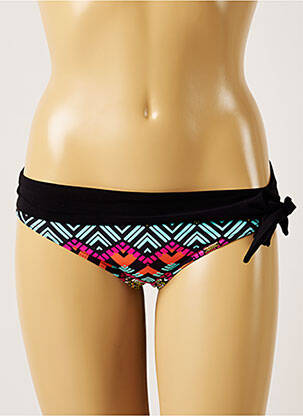 Bas de maillot de bain tissage satiné bikini noir LIVIA femme
