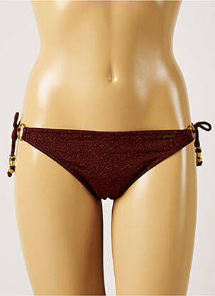 Bas de maillot de bain effet matière satinée bikini marron LIVIA femme