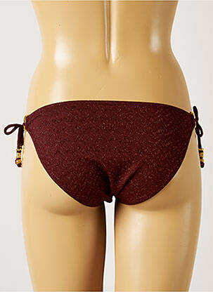 Bas de maillot de bain effet matière satinée bikini marron LIVIA femme