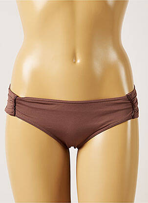 Bas de maillot de bain tissage satiné culotte marron LIVIA femme