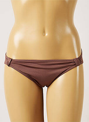 Bas de maillot de bain tissage satiné culotte marron LIVIA femme