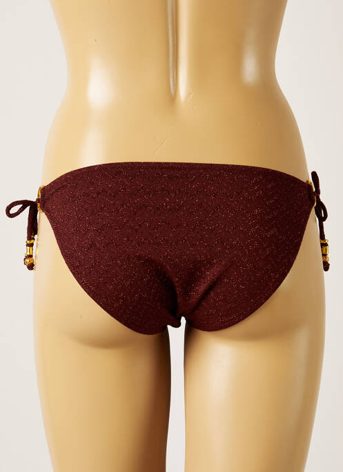Bas de maillot de bain effet matière satinée bikini marron LIVIA femme