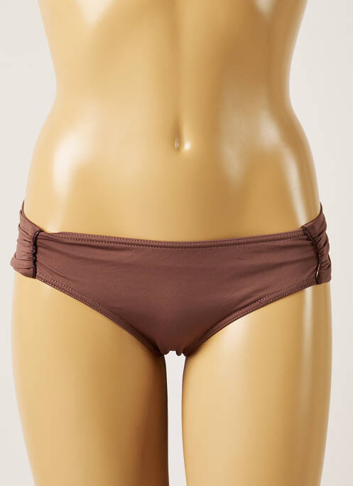 Bas de maillot de bain tissage satiné culotte marron LIVIA femme