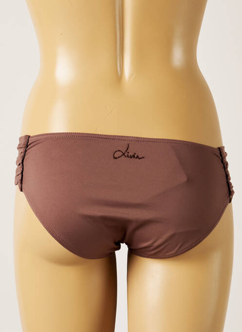 Bas de maillot de bain tissage satiné culotte marron LIVIA femme