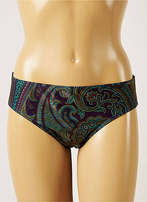 Bas de maillot de bain effet matière satinée culotte vert LIVIA femme