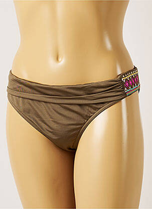 Bas de maillot de bain effet matière satinée culotte vert LIVIA femme