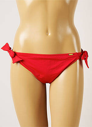 Bas de maillot de bain effet matière satinée bikini rouge LIVIA femme