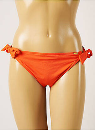Bas de maillot de bain effet matière satinée bikini orange LIVIA femme