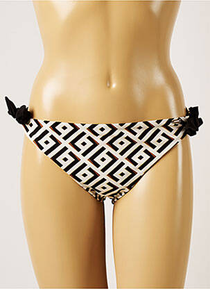 Bas de maillot de bain effet matière satinée bikini beige LIVIA femme