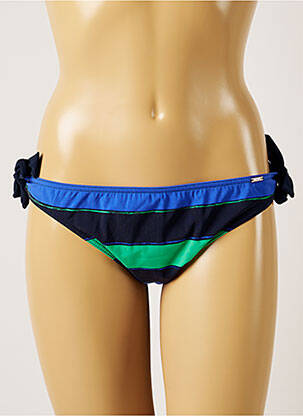 Bas de maillot de bain effet matière satinée bikini bleu LIVIA femme