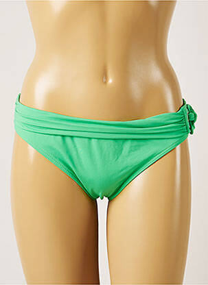 Bas de maillot de bain effet matière satinée culotte vert LIVIA femme