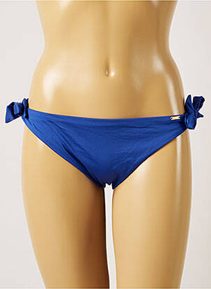 Bas de maillot de bain effet matière satinée bikini bleu LIVIA femme
