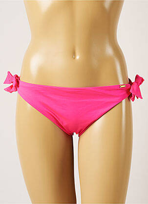 Bas de maillot de bain effet matière satinée bikini rose LIVIA femme