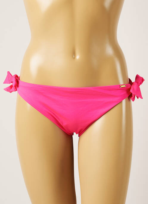 Bas de maillot de bain effet matière satinée bikini rose LIVIA femme