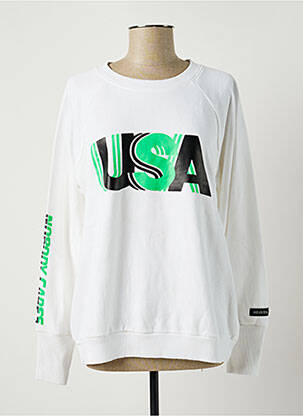 Sweat-shirt sérigraphie floquée manches longues blanc HEAVEN MAY femme
