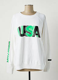 Sweat-shirt sérigraphie floquée manches longues blanc HEAVEN MAY femme