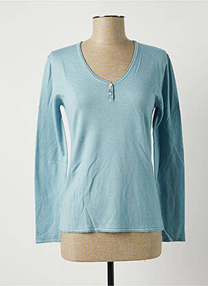 Pull coupe cintrée manches longues bleu POLES femme