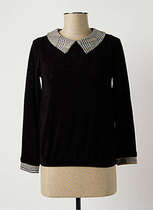 Pull tissage chiné manches longues noir CACHE CACHE femme