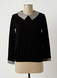 Pull tissage chiné manches longues noir CACHE CACHE femme