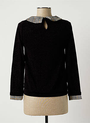 Pull tissage chiné manches longues noir CACHE CACHE femme