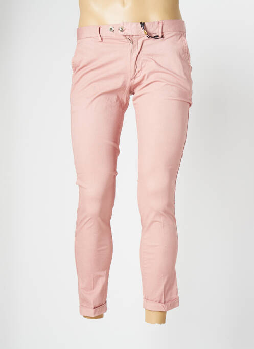 Pantalon chino stretch taille basse rose DAN JOHN homme