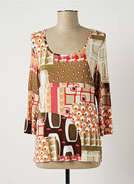 T-shirt stretch manches 3/4 beige CHRISTIAN MARRY femme
