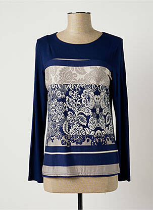 T-shirt manches longues manches longues bleu QUATRE VINGT JOURS femme