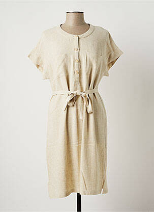 Robe mi-longue manches courtes manches courtes beige TELMAIL femme