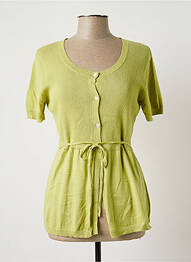 Gilet manches courtes finition bords-côtes vert FINETTE femme