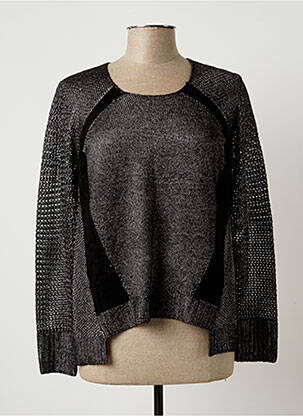 Pull col rond manches longues gris PTZ femme