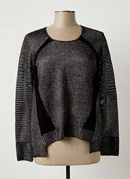 Pull finition bords-côtes manches longues gris PTZ femme